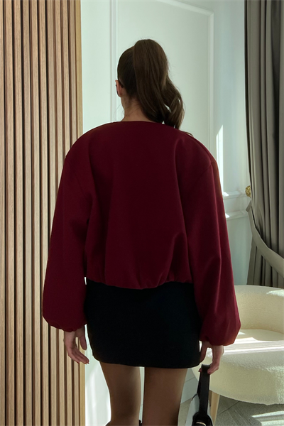 Kaşe Bomber Ceket - BORDO