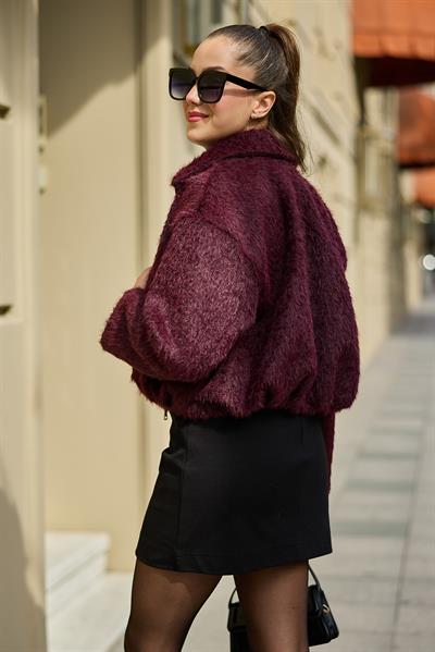 Kaşmir Bomber Ceket - BORDO
