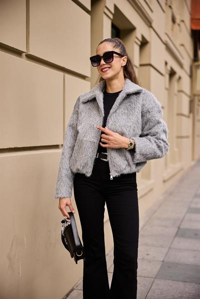 Kaşmir Bomber Ceket - GRİ