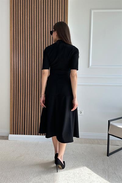 Kemerli Elbise - SİYAH