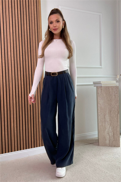 Kemerli Modal Pantolon - LACİVERT
