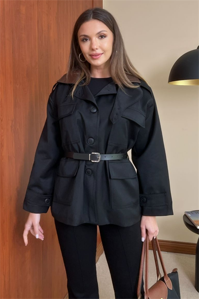 İpkyl Kemerli Parka - SİYAH