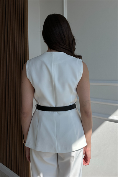 Kemerli Yelek - BEYAZ