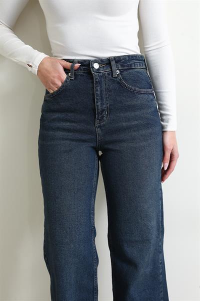 Kesik Paça Denim Pantolon - LACİVERT