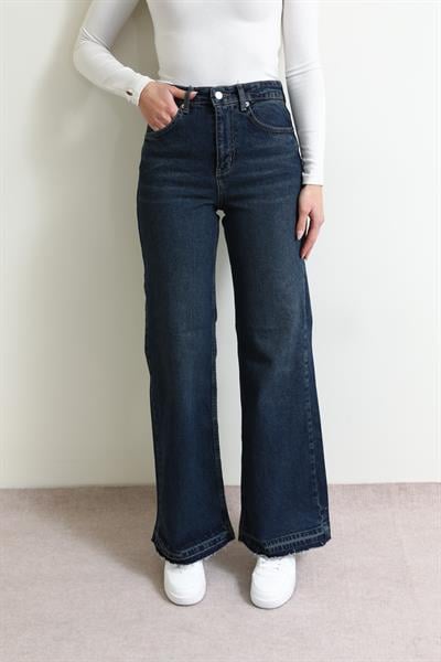 Kesik Paça Denim Pantolon - LACİVERT
