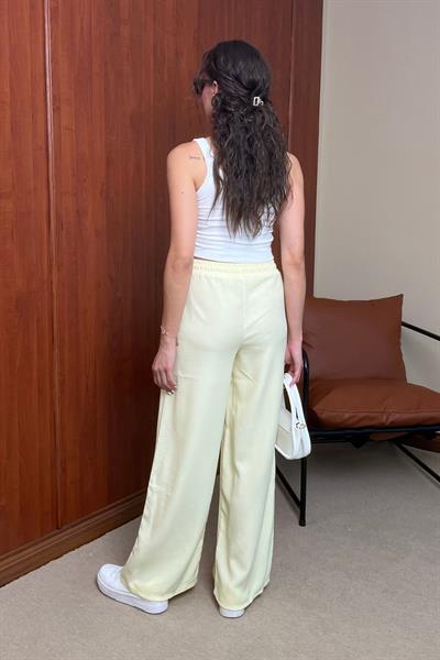 Keten Bağcıklı Pantolon - SARI