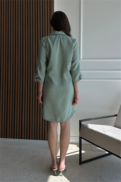 Kısa Gömlek Elbise - HAKİ