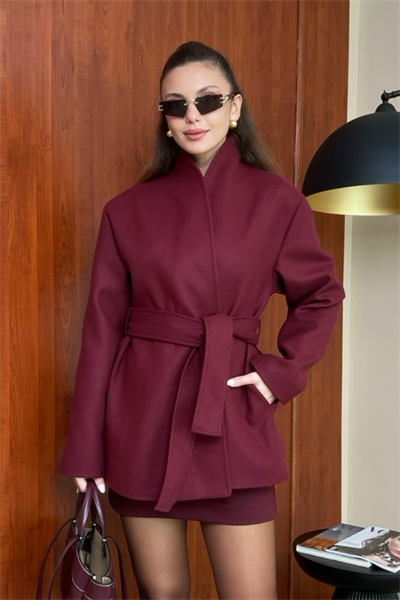 Kısa Kaşe Kaban -  BORDO