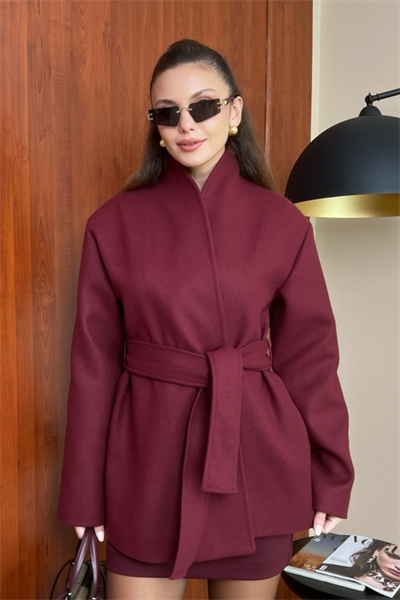 Kısa Kaşe Kaban -  BORDO