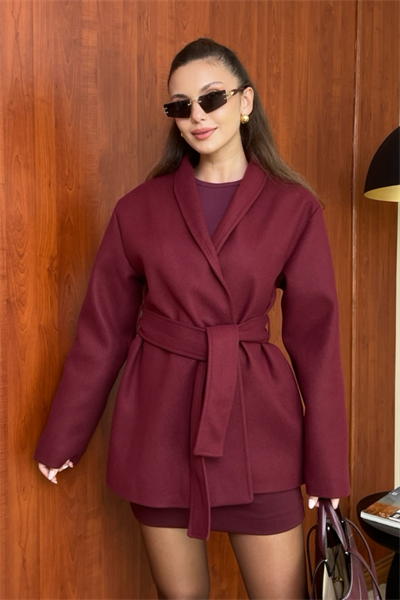Kısa Kaşe Kaban -  BORDO