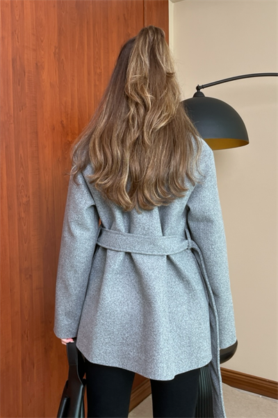 Kuşaklı Kaşe Kaban -  GRİ