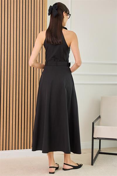 Kolsuz Gömlek Elbise - SİYAH