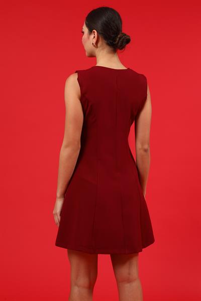 Kruvaze Mini Elbise - BORDO