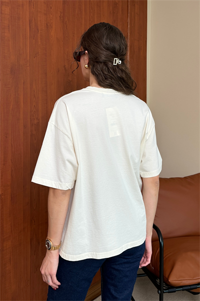 Limon Baskılı T-Shirt - KREM
