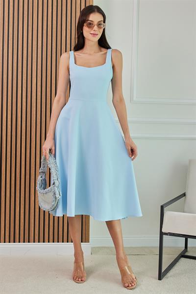 Midi Boy Elbise - MAVİ