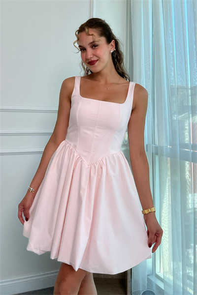 Mini Kloş Elbise - PEMBE