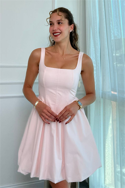 Mini Kloş Elbise - PEMBE