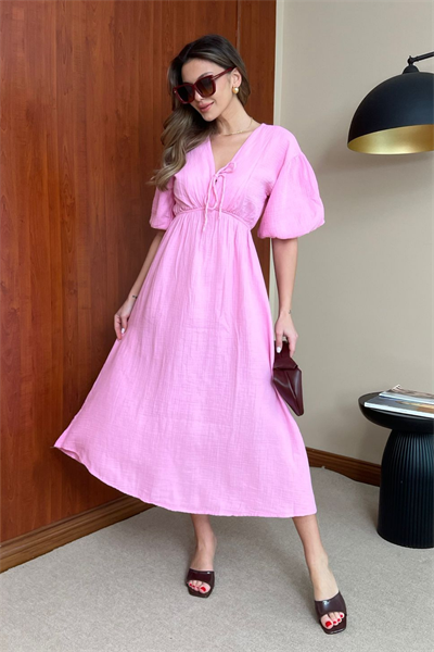 Müslin Elbise - PEMBE