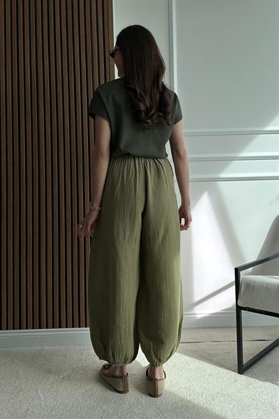 Müslin Şalvar Pantolon - HAKİ