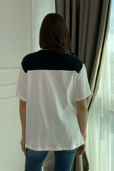 Omuz Detaylı T-Shirt - LACİVERT