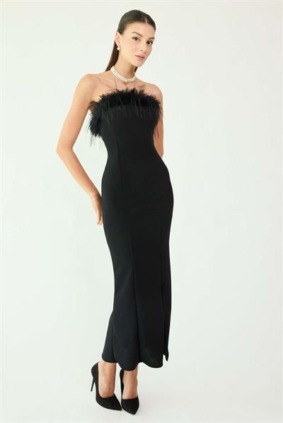 Otrişli Midi Abiye - SİYAH