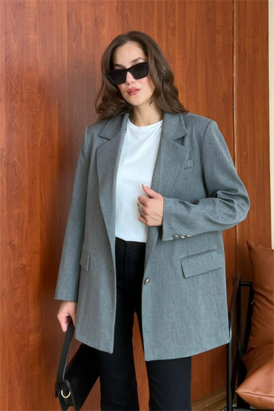 Oversize Blazer Ceket - GRİ