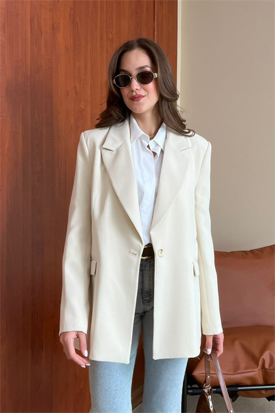 Oversize Ceket - KREM