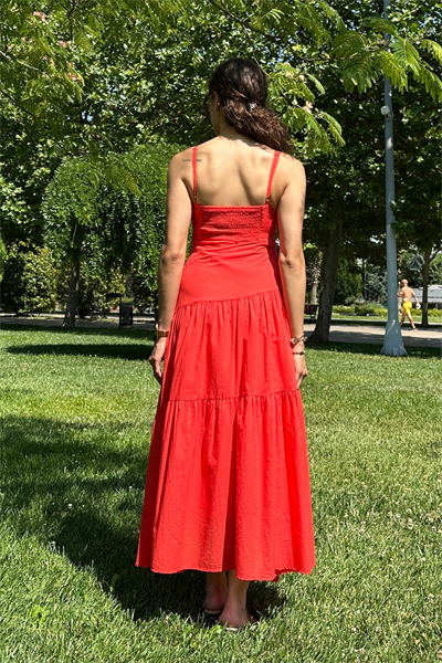 Uzun Askılı Elbise - KIRMIZI
