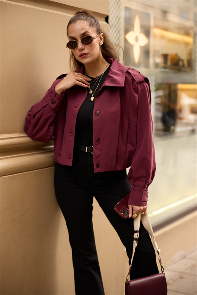 Pileli Trençkot  - BORDO