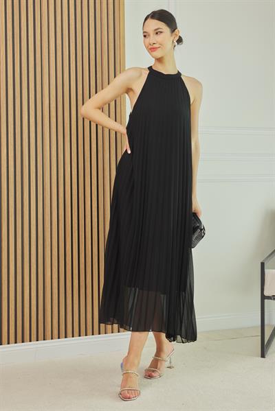 Piliseli Elbise - SİYAH