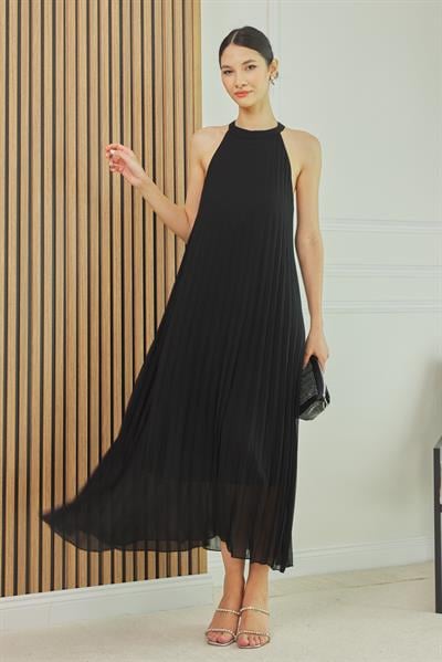 Piliseli Elbise - SİYAH