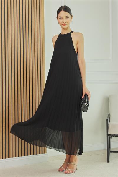 Piliseli Elbise - SİYAH