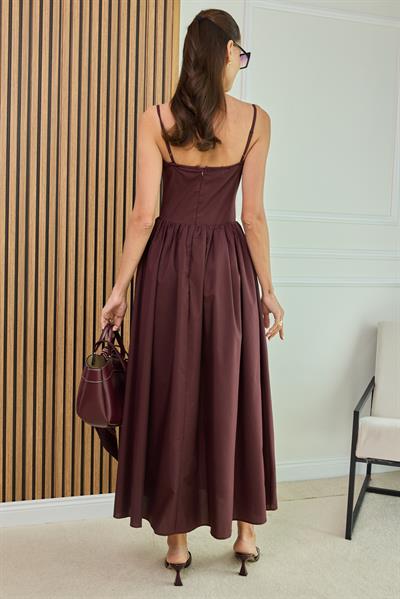 Poplin Askılı Elbise - MÜRDÜM