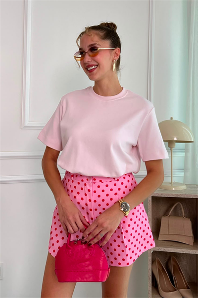 Puantiyeli Şort - PEMBE