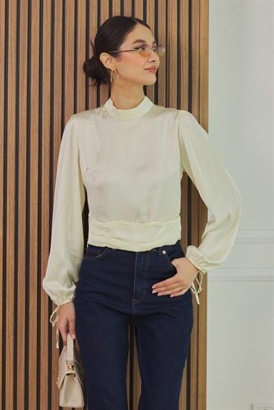 Saten Crop Bluz - SARI