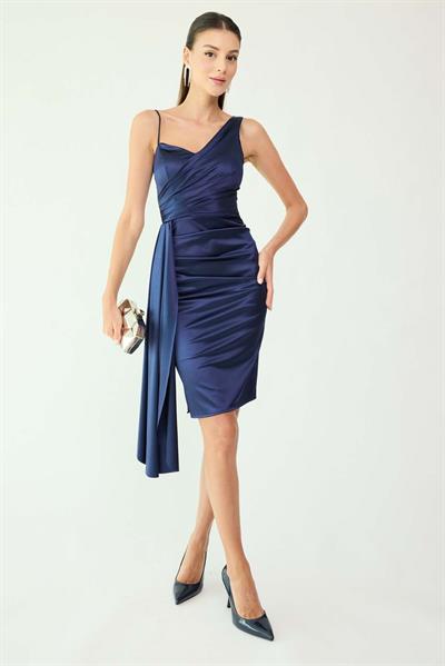 Saten Mini Abiye - LACİVERT