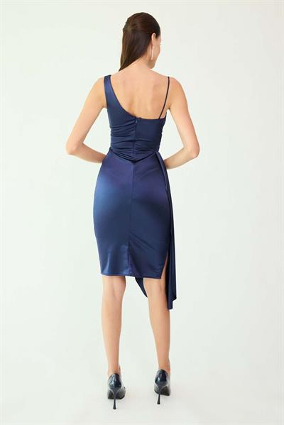 Saten Mini Abiye - LACİVERT