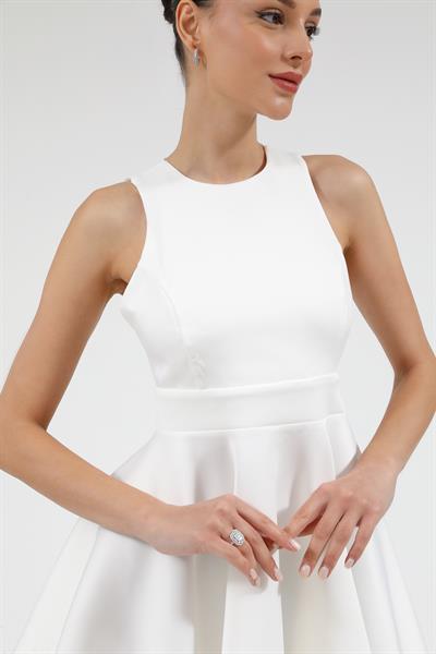 Sırt Dekolteli Elbise - BEYAZ