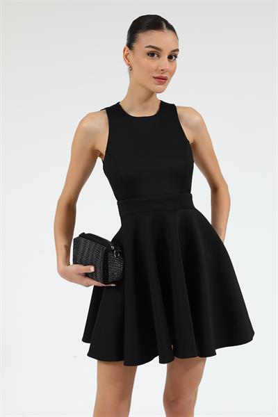 Sırt Dekolteli Elbise - SİYAH