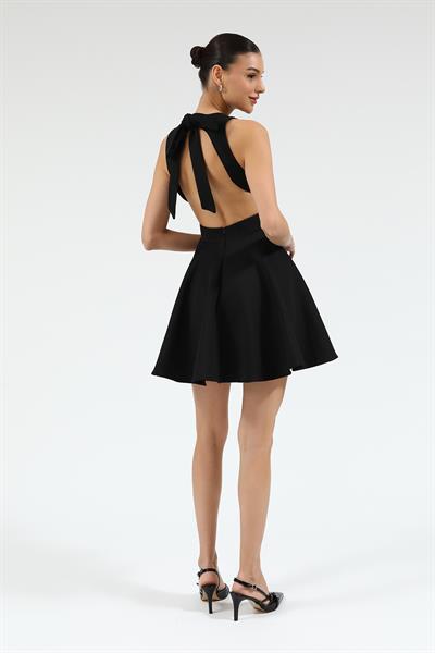 Sırt Dekolteli Elbise - SİYAH