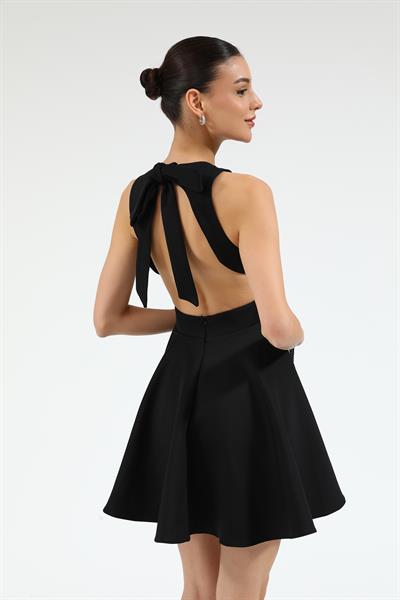 Sırt Dekolteli Elbise - SİYAH