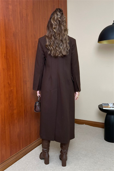 Slim Fit Kaşe Kaban - KAHVERENGİ