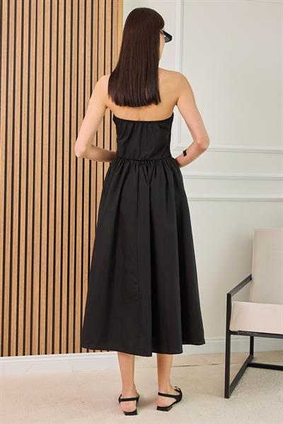 Straplez Gipeli Elbise - SİYAH