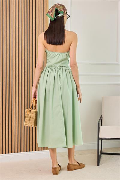 Straplez Gipeli Elbise - YEŞİL