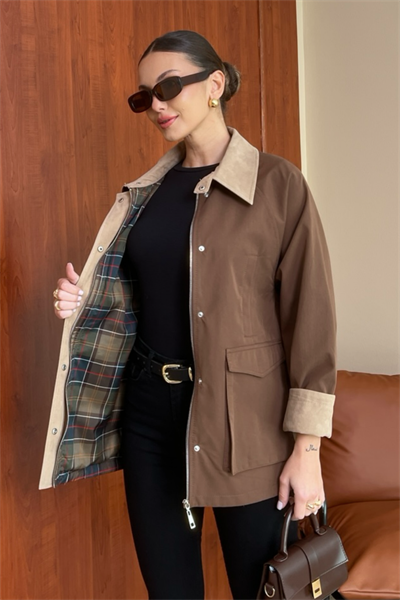 ZR Süet Yaka Parka - KAHVERENGİ