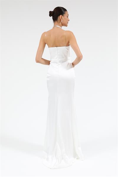 Tasarım Yaka Abiye - BEYAZ