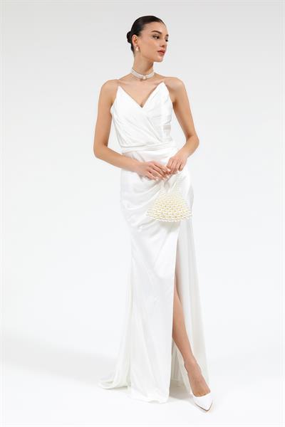 Tasarım Yaka Abiye - BEYAZ