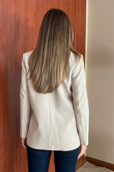 Taşlı Blazer Ceket - KREM