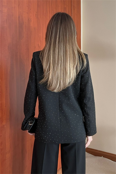Taşlı Blazer Ceket - SİYAH