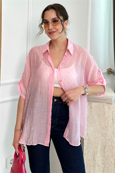 Taşlı Gömlek - PEMBE